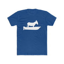 Load image into Gallery viewer, Motorboating Ass Classic Ass Tee, men&#39;s shirt, unisex, donkey boat logo, blue with white logo
